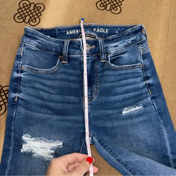 American Eagle NWT! Next Level Stretch Blue Wash Hi-Rise Jegging Jeans Size 00 - Picture 14 of 15